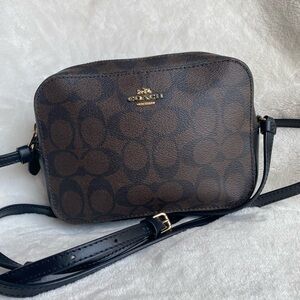 Coach Signature Brown and Black Crossbody Bag